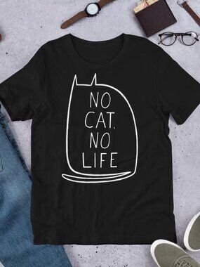 No Cat No Life Graphic Tee, Cute Cat Shirt Gift, Cat Lover Shirt